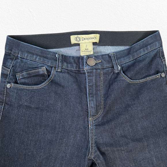 Democracy Dark Wash "Ab"solution Mid Rise Slimming Classic Skinny Jeans Size 2 - Picture 3 of 8